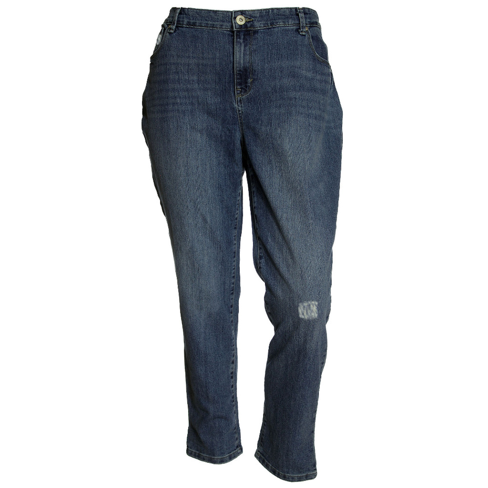 Blue Denim Slim Leg Mid-Rise Distressed Jeans NEW w/ Tags Style & Co Plus Sizes